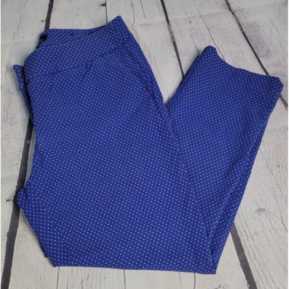 Dalia Women's Dress Crop Pants Blue White Polka-dot size 6 Career Stretch